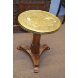 19th Century rosewood veneered piano stool with later brass top, 50 cm wide