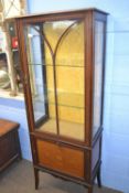 Edwardian mahogany and inlaid china display cabinet with cupboard base, 162 cm high