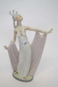 Lladro large figure of an art nouveau dancer on oval base, Lladro mark and date 1987 to base, 35cm