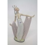 Lladro large figure of an art nouveau dancer on oval base, Lladro mark and date 1987 to base, 35cm