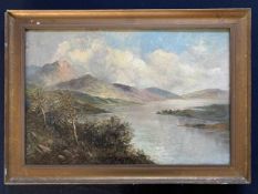 F.E. Jamieson (British, 20th century), Loch Katrine, Scotland, oil on board, signed,15x23ins,