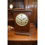 WWII period oak cased Officers' Mess large mantel time piece 20" tall