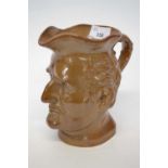 Late 19th Century Stephen Green pottery jug modelled as Wellington, 19cm high
