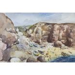 James Govier (British 20th Century) Porthgwarra Beach, Cornwall, watercolour, signed, unframedQty: