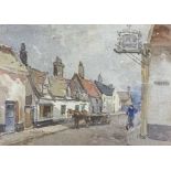 William Roger Benner (British, 20th century), "Framlingham Village", watercolour, signed, 9x12.5ins,