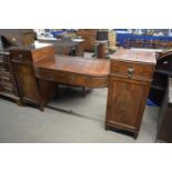Georgian mahogany twin pedestal drop centre sideboard with four drawers and two panelled doors