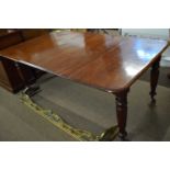 Victorian mahogany dining table of rectangular form raised on turned legs with casters, 175cm long