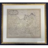 Robert Morden, 'Surrey', hand coloured engraved map, circa 1695, 15x17ins, framed and glazed.
