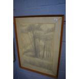 Bill Darrell enscribed verso dated 1966, crayon drawing 'The Tree'