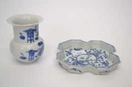 Quantity of 18th Century Chinese porcelain including a small vase, quatro lobe dish, quianlong blanc