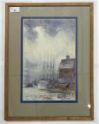 Frederick Vigers (British19th / early 20th century), 'The Moonlit Quayside Yarmouth', watercolour,