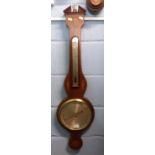 Rosati & Co Edinburgh 19th Century mahogany cased barometer with inlaid shell and floral detail,