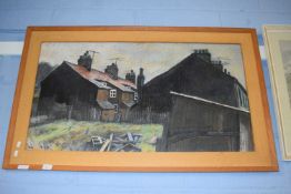 L Davenport (Part signature), Pastel, Old Cottages