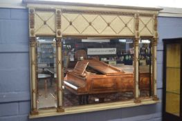 Large 19th Century three panel over mantel mirror set in a cream and gilt painted frame with