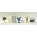 Group of English porcelain wares, mainly 19th Century including two spool vases, small ceremic box