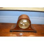 Edwardian inlaid mahogany "Napoleon Hat" striking mandel clock (glass broken)