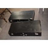 Pair of 1930's vintage car suitcases of hinged rectangular form, 95 cm wide (2)