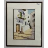 J. Chavarino ( Spanish, 20th century), 'Ibiza', watercolour, signed and dated 92, 14x9.5ins,