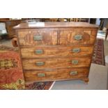 Unusual 19th Century mahogany chest with hinged top opening to a storage compartment over three full