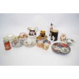 Group of porcelain wares including a Paris porcelain botanical cup and saucer, small Berlin
