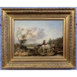 Attributed to Thomas Smythe (British,1825-1906), landscape with staffage, oil on canvas, signed,