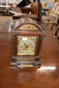 Late Victorian mahogany cased small bracket clock by J W Benson, London (presentation plaque dated