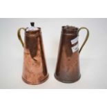 Two copper jugs, one stamped W A S Benson, 23cm high