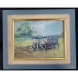 Christopher Hollick (British, contemporary) "Norfolk Harvest Wagon", oil on board, signed, 6.5x8.