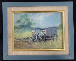 Christopher Hollick (British, contemporary) "Norfolk Harvest Wagon", oil on board, signed, 6.5x8.