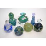 Group of glass jars and paperweights mainly mdina