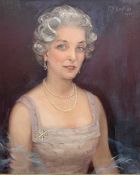 British school (20th century), portrait of lady insribed 'CV English 1960', oil on canvas, 23x19ins,