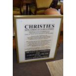 Reproduction Christies advertising poster for the auction of Stowe House property, f/g, 78cm high