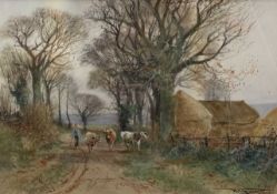 Henry Charles Fox RBA (British 19th/early 20th century), inscribed on verso: 'Farm Scene-Sussex',