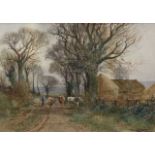 Henry Charles Fox RBA (British 19th/early 20th century), inscribed on verso: 'Farm Scene-Sussex',