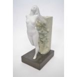 Lladro model of art nouveau lady on rectangular base, lladro mark and date for 2003, 33cm high