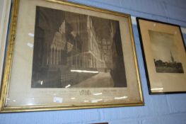 Print of the Choir Stalls and Norwich Cathedral commissioned by the Dean and Chapter, published J