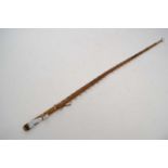 An unusual sword or cane made from a swordfish bill with wicker handle and tip, 73cm long