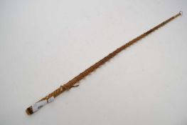 An unusual sword or cane made from a swordfish bill with wicker handle and tip, 73cm long