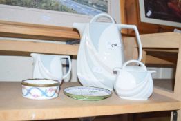 WINTERLING THREE PIECE COFFEE SET TOGETHER WITH A SMALL FLORAL DECORATED TRINKET POT AND JAPANESE