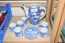 DECORATIVE BLUE AND WHITE COFFEE SET