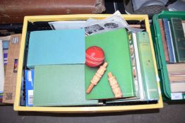 BOX CONTAINING VARIOUS HARD BACK BOOKS INCLUDING CRICKET INTEREST