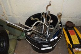 BUCKET CONTAINING LARGE QUANTITY OF ASSORTED WRENCHES
