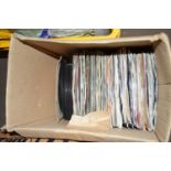 BOX CONTAINING VARIOUS 7 INCH SINGLES, MOST APPEAR 1980'S