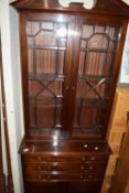SIDE CABINET WITH ASTRAGAL GLAZED BOOKCASE ABOVE, APPROX 84CM