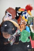 FOLIO CASE TOGETHER WITH A QUANTITY OF VARIOUS PLUSH ANIMAL TOYS