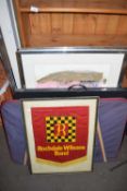 QUANTITY OF VARIOUS FRAMED PRINTS TOGETHER WITH FRAMED ROCHDALE WILSONS BAND FRONTIS PIECE ETC