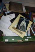 BOX CONTAINING GOOD ASSORTMENT OF VARIOUS ANTIQUE REFERENCE AND OTHER BOOKS ETC