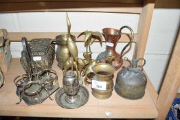 SELECTION OF VARIOUS METAL WARE INCLUDING BRASS CAMELS, BIRDS, SILVER PLATE ETC