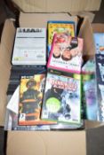 BOX CONTAINING A QUANTITY OF VARIOUS PC, XBOX GAMES, DVD'S ETC