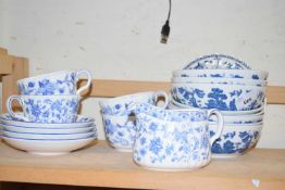 QUANTITY OF VARIOUS BLUE AND WHITE CHINA INCLUDING WINTON CUPS AND SAUCERS, ROYAL DOULTON REAL OLD